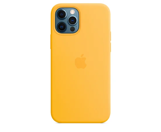 Чехол Silicone case (AAA) full with Magsafe and Animation для Apple iPhone 12 Pro / 12 (6.1") Желтый / Sunflower