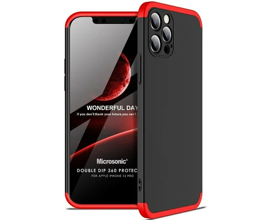 Пластикова накладка GKK LikGus 360 градусів (opp) для Apple iPhone 12 Pro (6.1 ") Чорний / Червоний