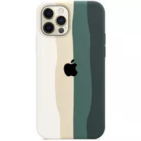 Чехол Silicone case Full Rainbow для Apple iPhone 12 Pro / 12 (6.1") Белый / Зеленый