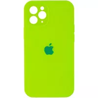 Чехол Silicone Case Full Camera Protective (AA) для Apple iPhone 12 (6.1") Салатовый / Neon green