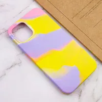 Чехол Silicone case full Aquarelle для Apple iPhone 12 Pro / 12 (6.1") Сиренево-желтый