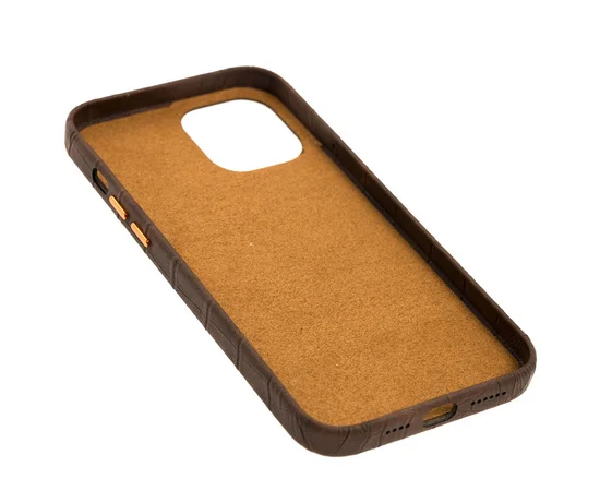 Кожаный чехол Croco Leather для Apple iPhone 12 Pro / 12 (6.1") Brown