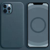 Кожаный чехол Leather Case (AA Plus) with MagSafe для Apple iPhone 12 Pro / 12 (6.1") Indigo Blue