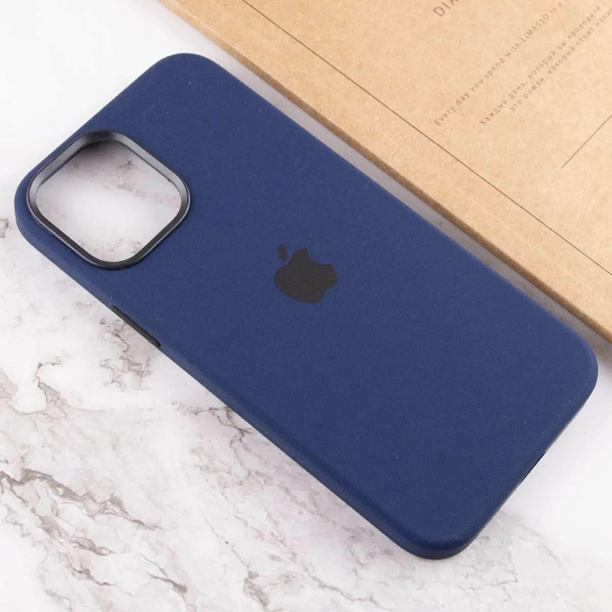 Чохол Silicone case (AAA) full with Magsafe and Animation для Apple iPhone 12 Pro / 12 (6.1") Синій / Navy blue