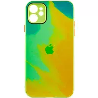 Чехол TPU+Glass Impasto abstract для Apple iPhone 12 (6.1") Yellow green