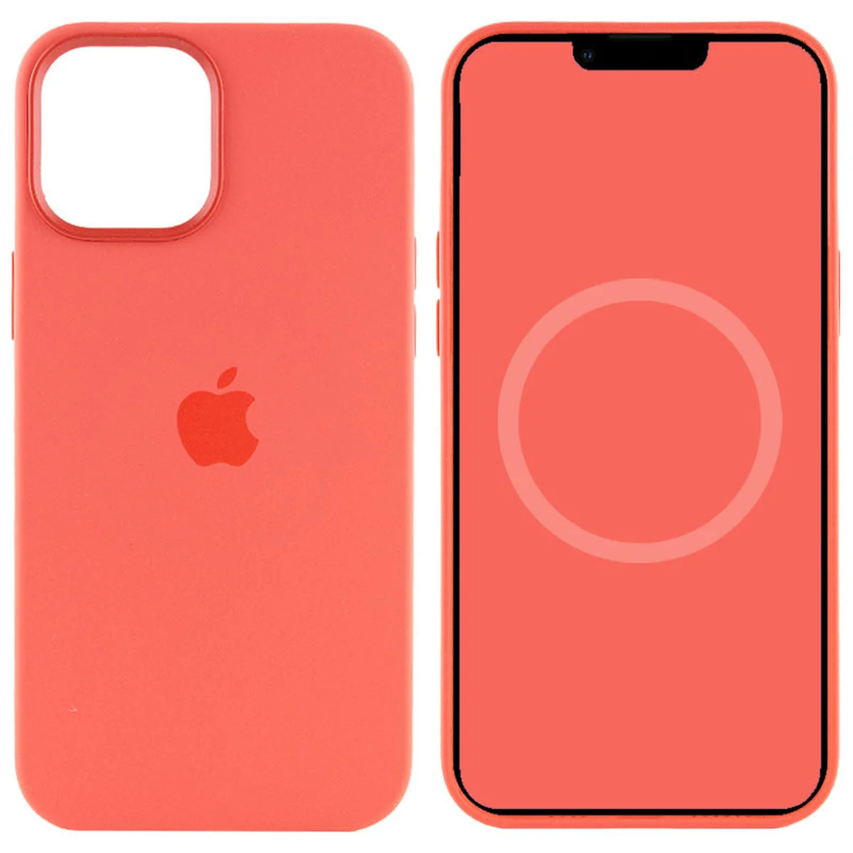 Чохол Silicone case (AAA) full with Magsafe and Animation для Apple iPhone 12 Pro / 12 (6.1 ") Помаранчевий / Pink citrus