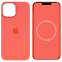 Чохол Silicone case (AAA) full with Magsafe and Animation для Apple iPhone 12 Pro / 12 (6.1 ") Помаранчевий / Pink citrus