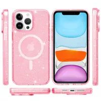 Чехол TPU Galaxy Sparkle (MagFit) для Apple iPhone 12 Pro / 12 (6.1") Pink+Glitter