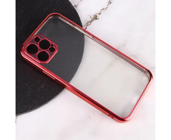 Прозрачный силиконовый чехол с глянцевой окантовкой Full Camera для Apple iPhone 12 Pro (6.1") Красный
