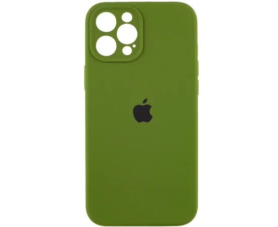 Чехол Silicone Case Full Camera Protective (AA) для Apple iPhone 12 Pro (6.1") Зеленый / Dark Olive