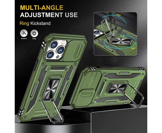 Ударопрочный чехол Camshield Army Ring для Apple iPhone 12 Pro / 12 (6.1") Оливковый / Army Green