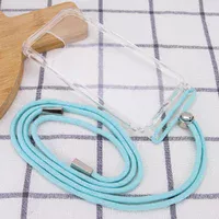 Чохол TPU Crossbody Transparent для Apple iPhone 12 Pro / 12 (6.1 ") Бірюзовий