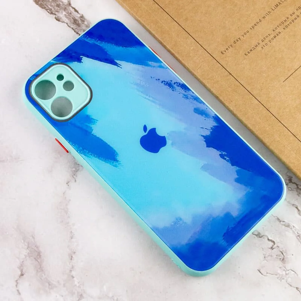 Чехол TPU+Glass Impasto abstract для Apple iPhone 12 (6.1") Blue