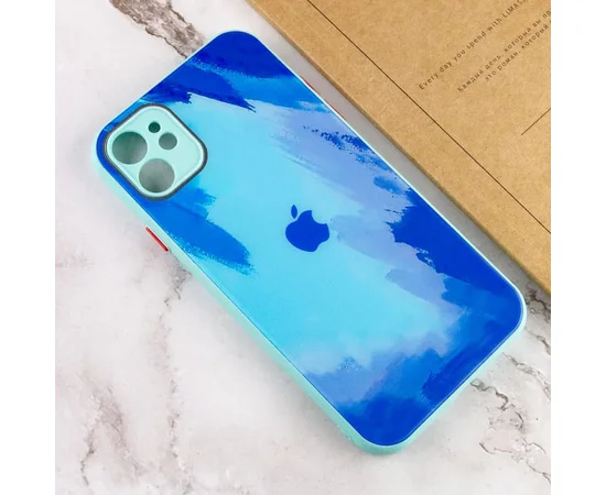 Чехол TPU+Glass Impasto abstract для Apple iPhone 12 (6.1") Blue
