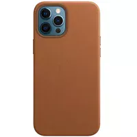 Шкіряний чохол Leather Case (AA Plus) with MagSafe для Apple iPhone 12 Pro / 12 (6.1") Saddle Brown