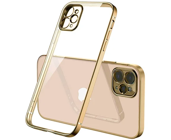 Прозрачный силиконовый чехол с глянцевой окантовкой для Apple iPhone 12 Pro / 12 (6.1") Золотой