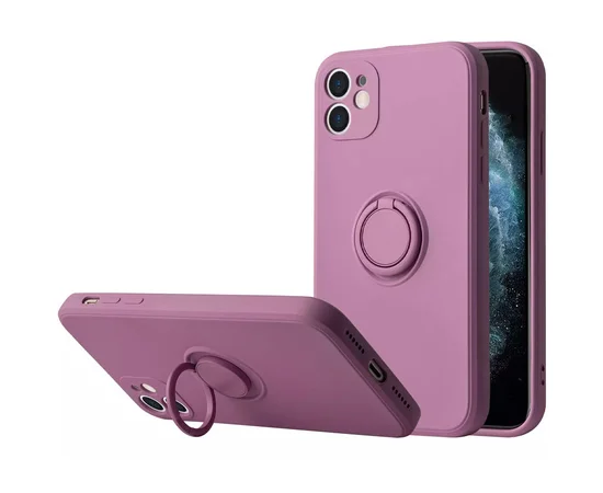 Чехол TPU Candy Ring Full Camera для Apple iPhone 12 (6.1") Лиловый / Lilac Pride