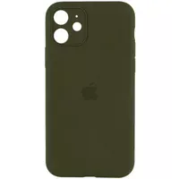 Чехол Silicone Case Full Camera Protective (AA) для Apple iPhone 12 (6.1") Зеленый / Dark Olive