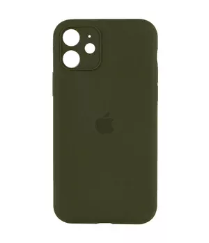 Чехол Silicone Case Full Camera Protective (AA) для Apple iPhone 12 (6.1") Зеленый / Dark Olive