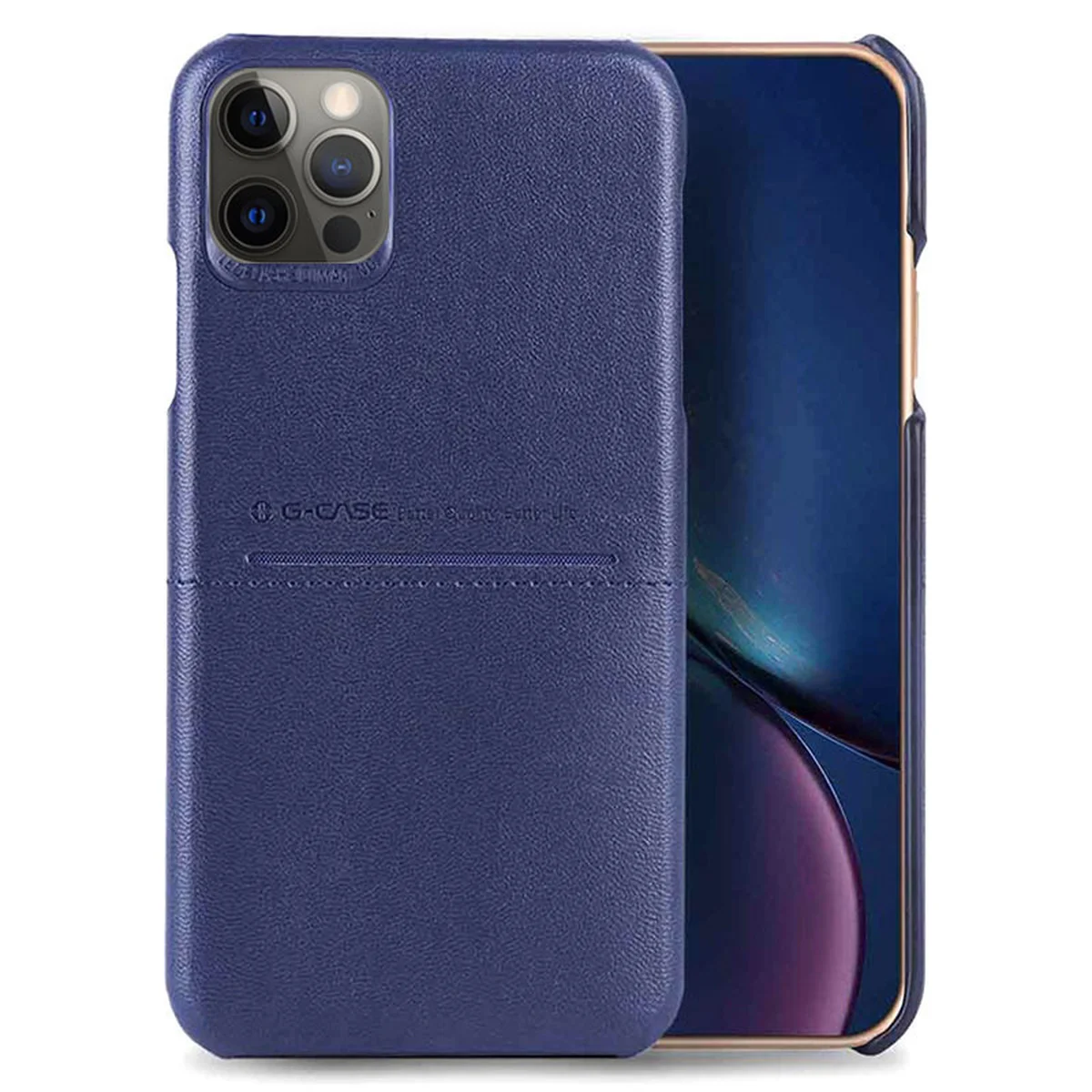 Шкіряна накладка G-Case Cardcool Series для Apple iPhone 12 Pro / 12 (6.1 ") Синій