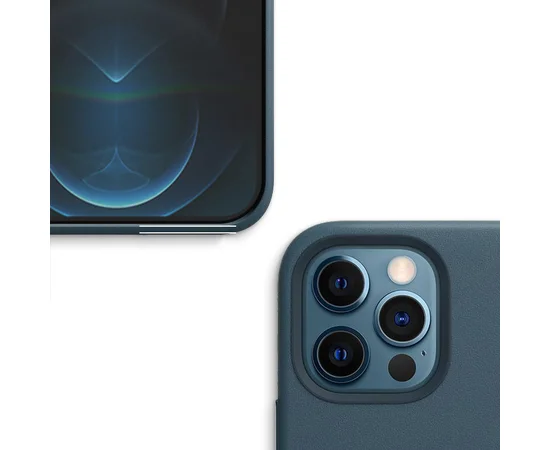 Кожаный чехол Leather Case (AAA) with MagSafe для Apple iPhone 12 Pro / 12 (6.1") Baltic Blue