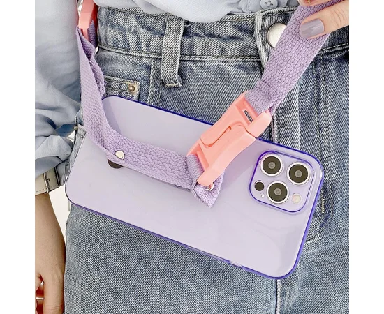 Чохол Handfree з кольоровим ремінцем для Apple iPhone 12 Pro (6.1") Фіолетовий