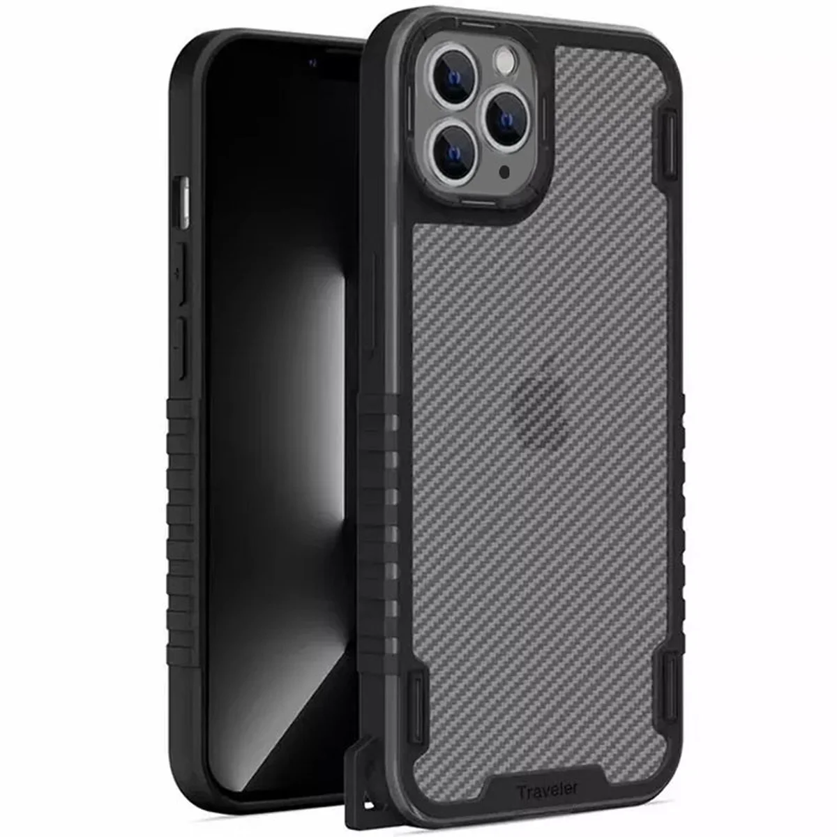 Чохол TPU+PC TRAVEL Carbon для Apple iPhone 12 Pro (6.1") Чорний