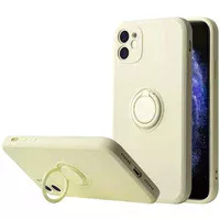 Чохол TPU Candy Ring Full Camera для Apple iPhone 12 (6.1 ") Бежевий / Antigue White