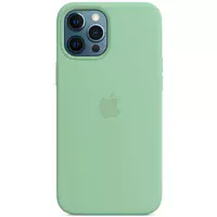 Чохол Silicone case (AAA) full with Magsafe для Apple iPhone 12 Pro / 12 (6.1 ") Зелений / Pistachio