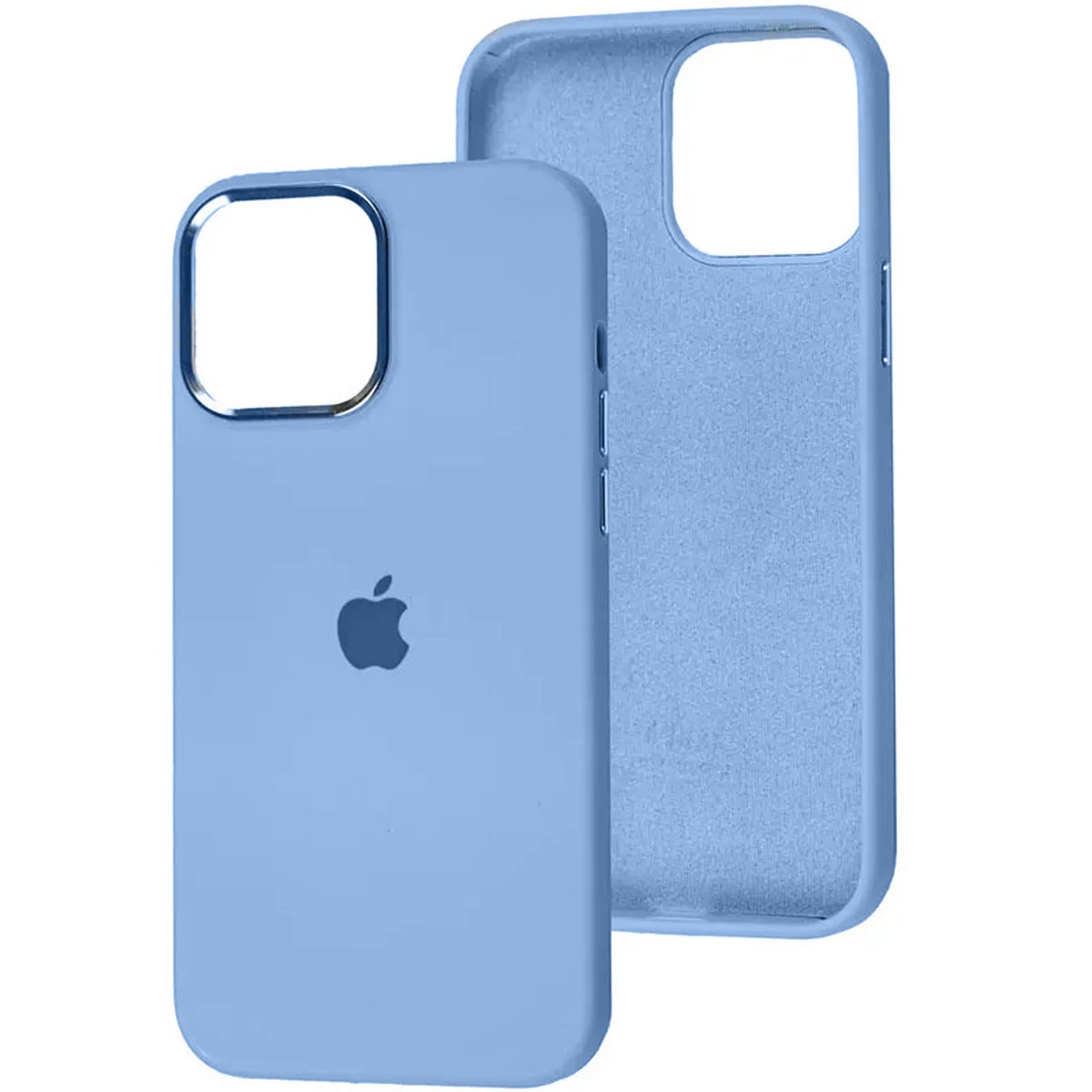Чохол Silicone Case Metal Buttons (AA) для Apple iPhone 12 Pro / 12 (6.1") Блакитний / Blue Fog