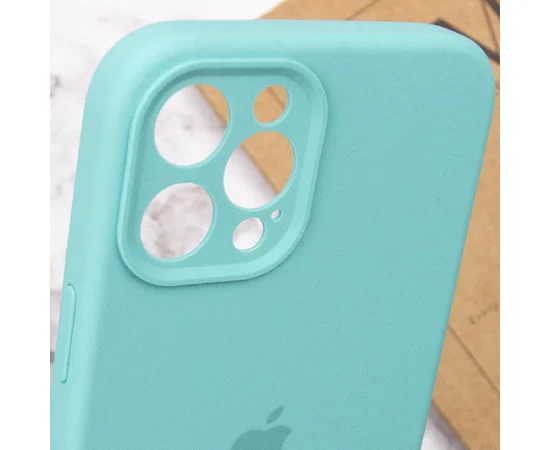 Чохол Silicone Case Full Camera Protective (AA) Apple iPhone 12 Pro (6.1") Бірюзовий / Marine Green