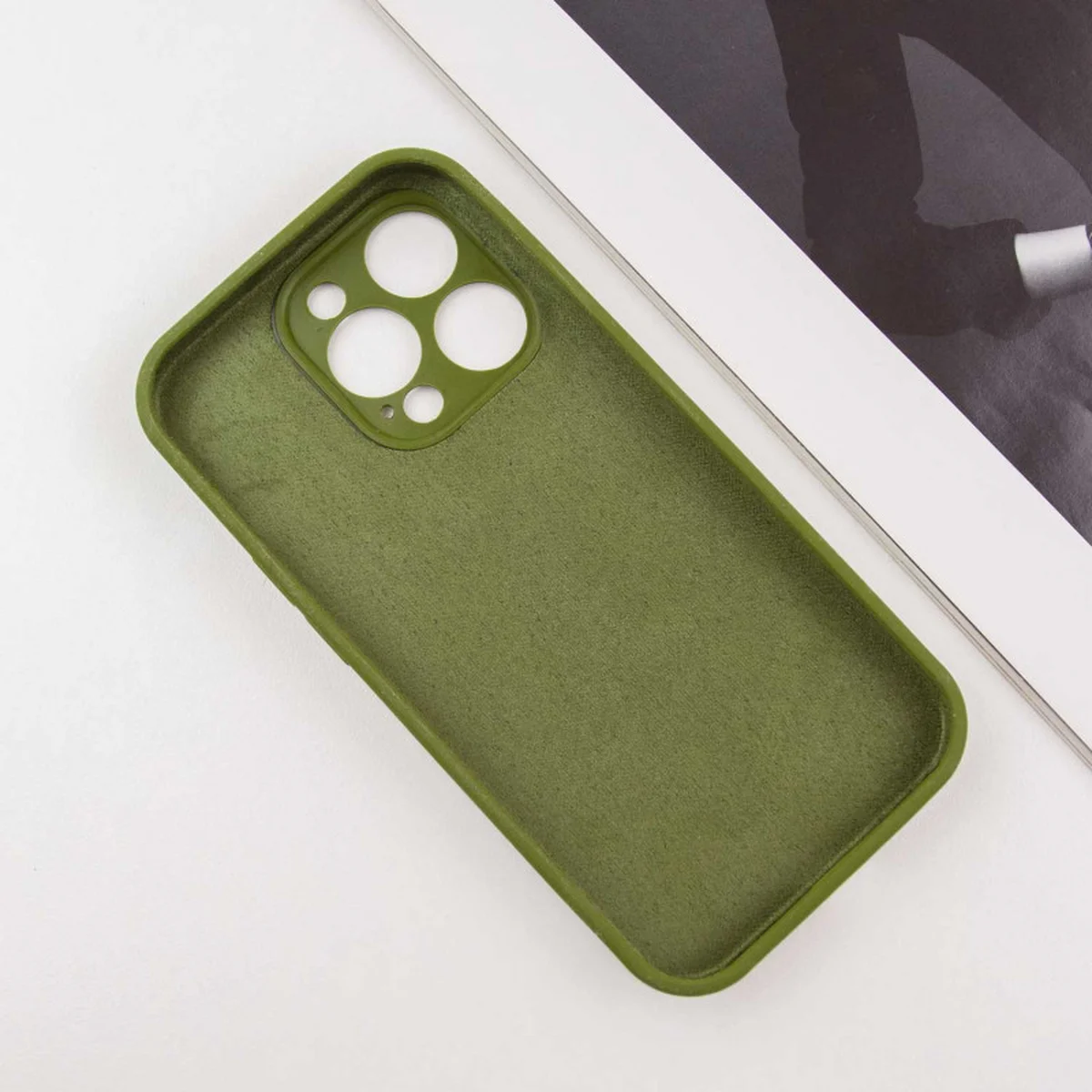 Чохол Silicone Case Full Camera Protective (AA) для Apple iPhone 12 Pro (6.1") Зелений / Dark Olive / PVH