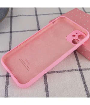 Чехол Silicone Case Full Camera Protective (AA) для Apple iPhone 12 (6.1") Розовый / Light pink