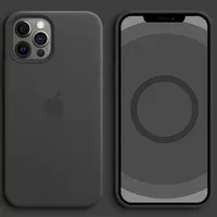 Кожаный чехол Leather Case (AAA) with MagSafe and Animation для Apple iPhone 12 Pro / 12 (6.1") Black