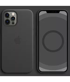 Кожаный чехол Leather Case (AAA) with MagSafe and Animation для Apple iPhone 12 Pro / 12 (6.1") Black