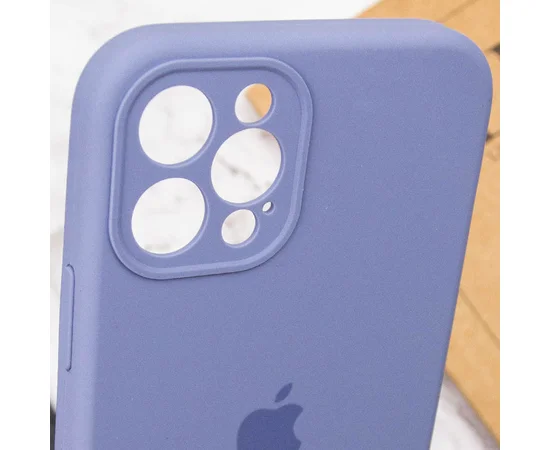 Чехол Silicone Case Full Camera Protective (AA) для Apple iPhone 12 Pro (6.1") Серый / Lavender Gray
