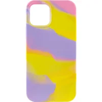 Чехол Silicone case full Aquarelle для Apple iPhone 12 Pro / 12 (6.1") Сиренево-желтый