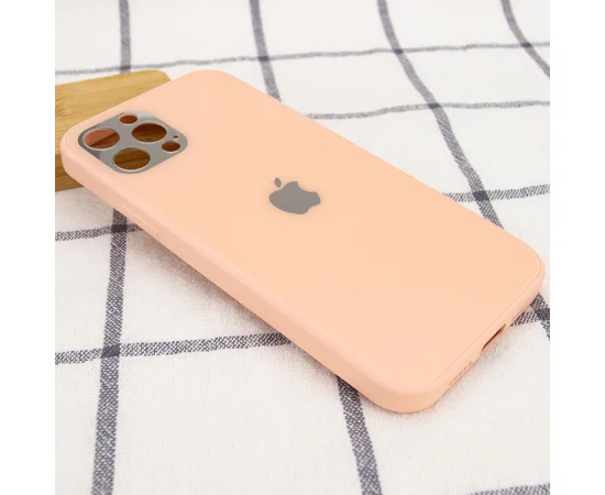 TPU + Glass чохол GLOSSY Logo Full camera для Apple iPhone 12 Pro (6.1 ") Рожевий