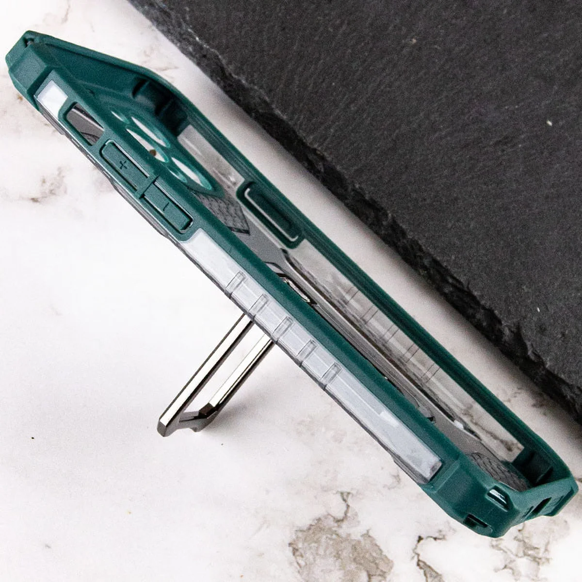 Ударопрочный чехол Transformer CrystalRing для Apple iPhone 12 Pro (6.1") Темно-зеленый