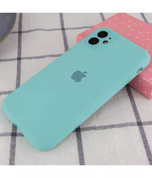Чохол Silicone Case Full Camera Protective (AA) Apple iPhone 12 (6.1") Бірюзовий / Marine Green
