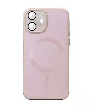 Чехол TPU+Glass Sapphire Midnight with MagSafe для Apple iPhone 12 (6.1") Розовый / Pink Sand