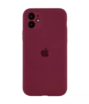 Чохол Silicone Case Full Camera Protective (AA) для Apple iPhone 12 (6.1 ") Бордовий / Plum