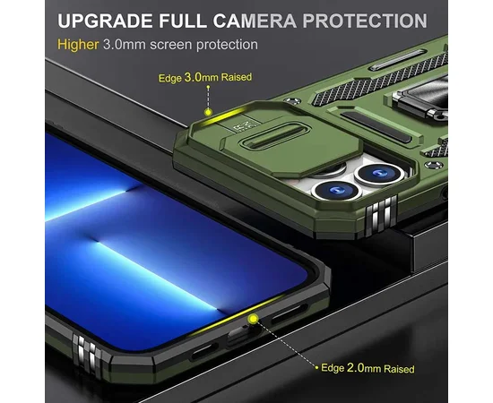Ударопрочный чехол Camshield Army Ring для Apple iPhone 12 Pro / 12 (6.1") Оливковый / Army Green