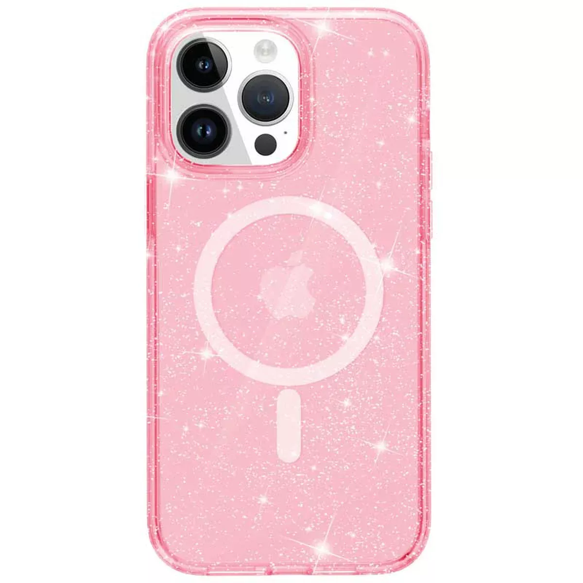 Чехол TPU Galaxy Sparkle (MagFit) для Apple iPhone 12 Pro / 12 (6.1") Pink+Glitter