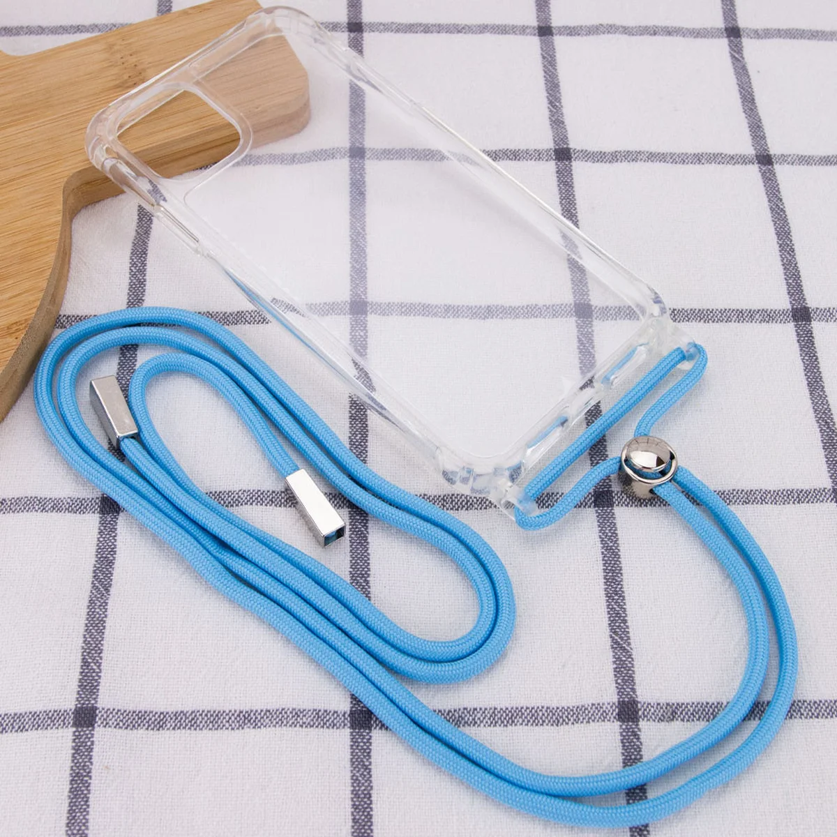 Чехол TPU Crossbody Transparent для Apple iPhone 12 Pro / 12 (6.1") Голубой