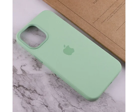 Чохол Silicone case (AAA) full with Magsafe and Animation для Apple iPhone 12 Pro / 12 (6.1 ") Зелений / Pistachio