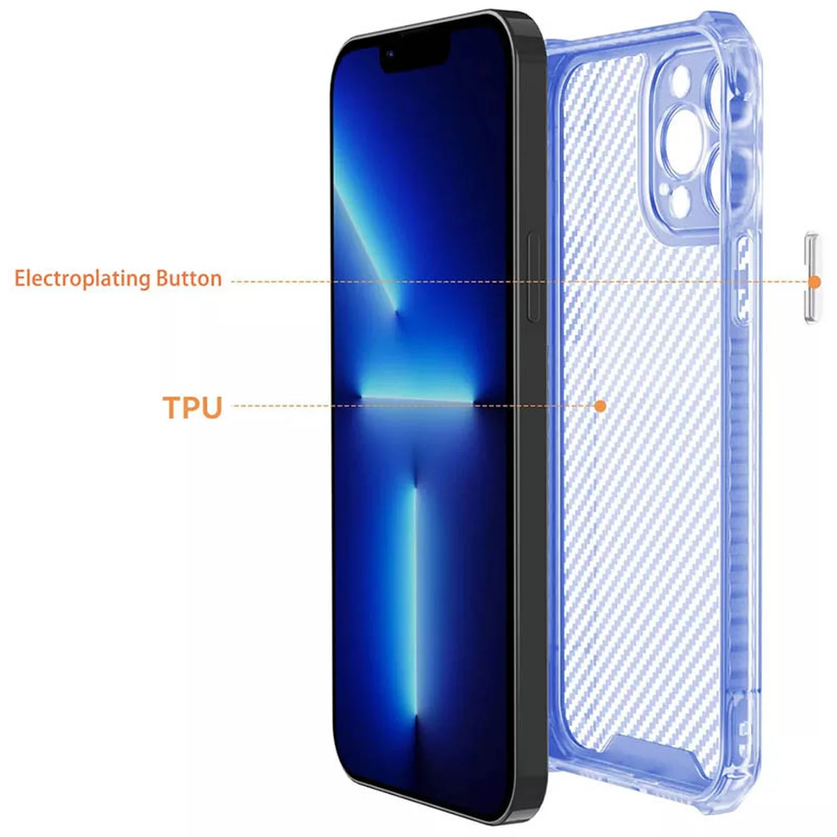 Чехол TPU Ease Carbon color series для Apple iPhone 12 Pro (6.1") Синий / Прозрачный