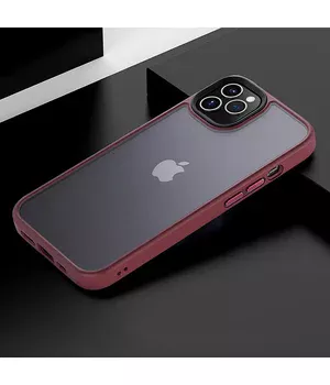 TPU+PC чехол Metal Buttons для Apple iPhone 12 Pro / 12 (6.1") Бордовый