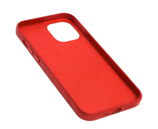 Кожаный чехол Croco Leather для Apple iPhone 12 Pro / 12 (6.1") Red
