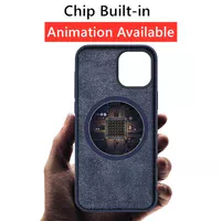 Кожаный чехол Leather Case (AA Plus) with MagSafe для Apple iPhone 12 Pro / 12 (6.1") Indigo Blue